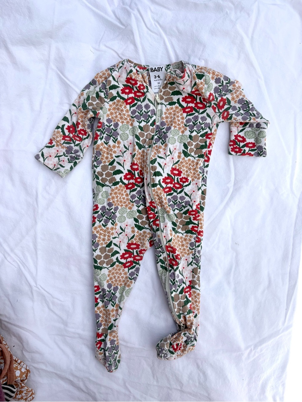 Cotton On Baby Flower Zip Up Sleeper 3-6 months